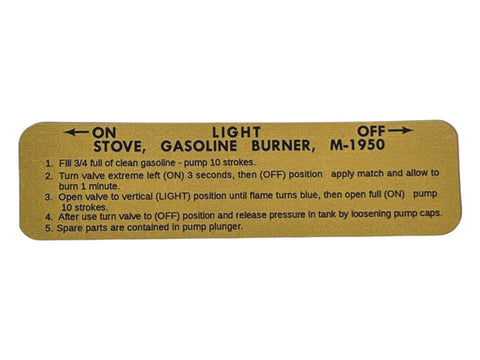 Decal M1950, Coleman Made in 1972 - D101