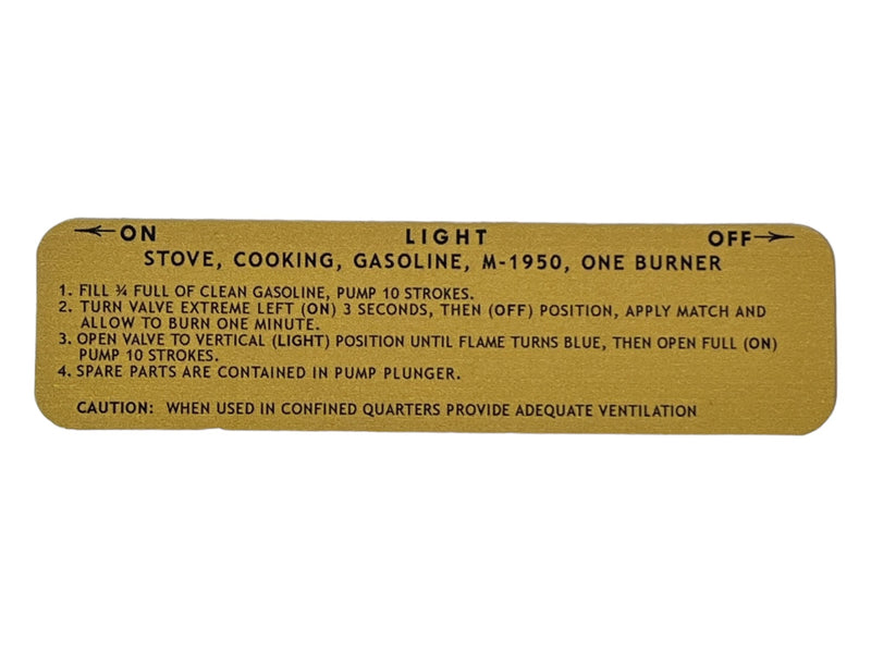 Decal M1950, Coleman Made in 1951 Gold - D103