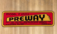 Preway P4522A Decal - D88