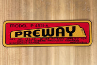 Preway P4521A Decal - D90